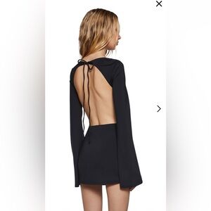 NWT CARMEN V-NECK DRESS Black Open Back Mini Dress